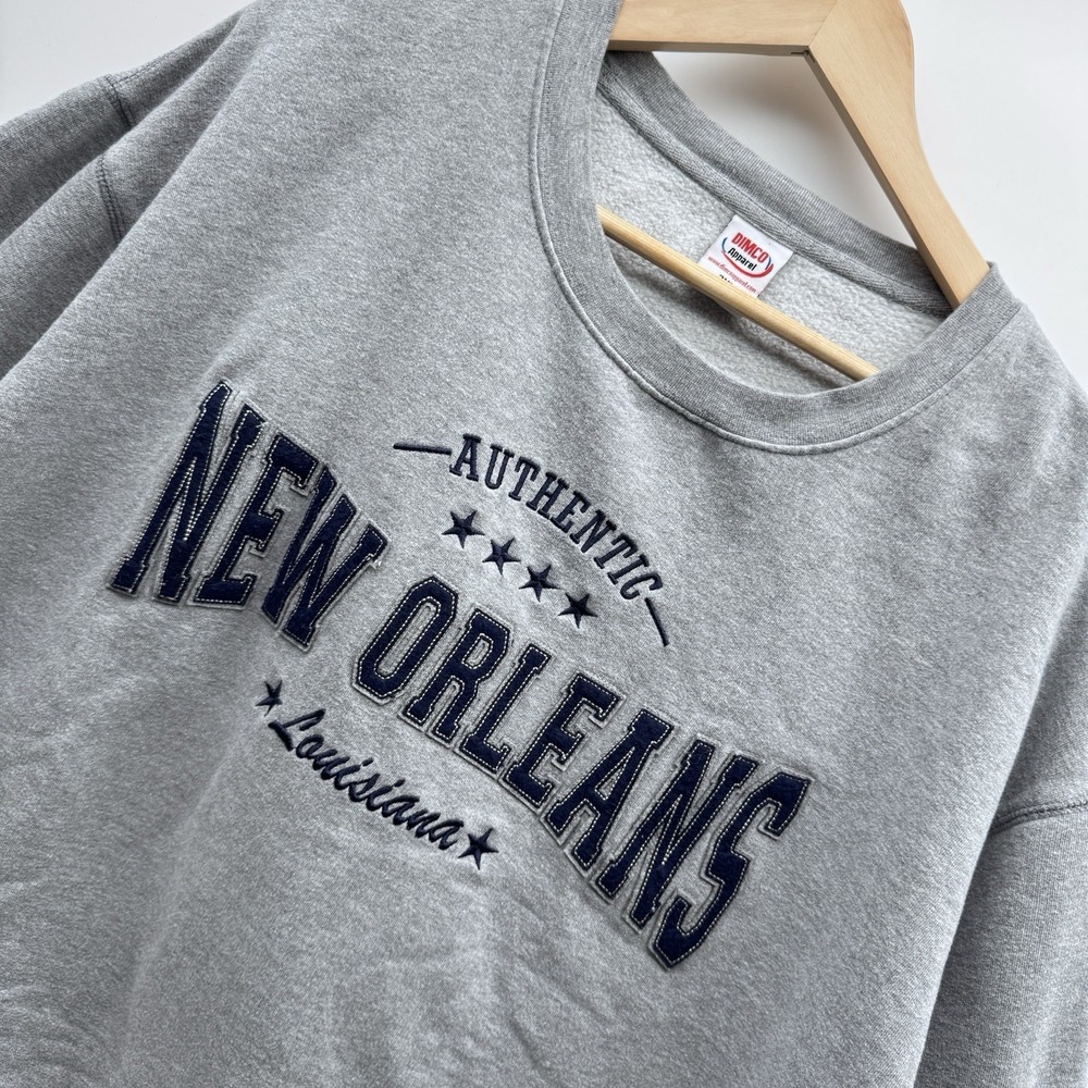 DIMCO New Orleans Sweatshirt Mens 2XL Gray Embroidered Authentic Louisiana Crew
